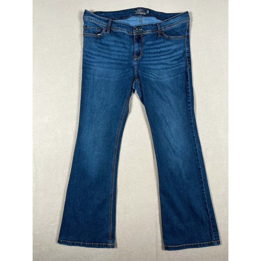 Torrid Luxe Slim Boot Jeans 18R Blue Super Stretch Mid Rise Bootcut Denim READ
